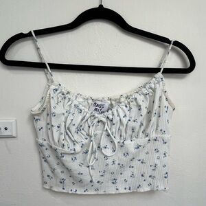 Princess Polly white floral tank with blue flowers
